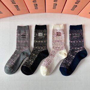 Miu Miu Pure Cotton Mid-calf Socks